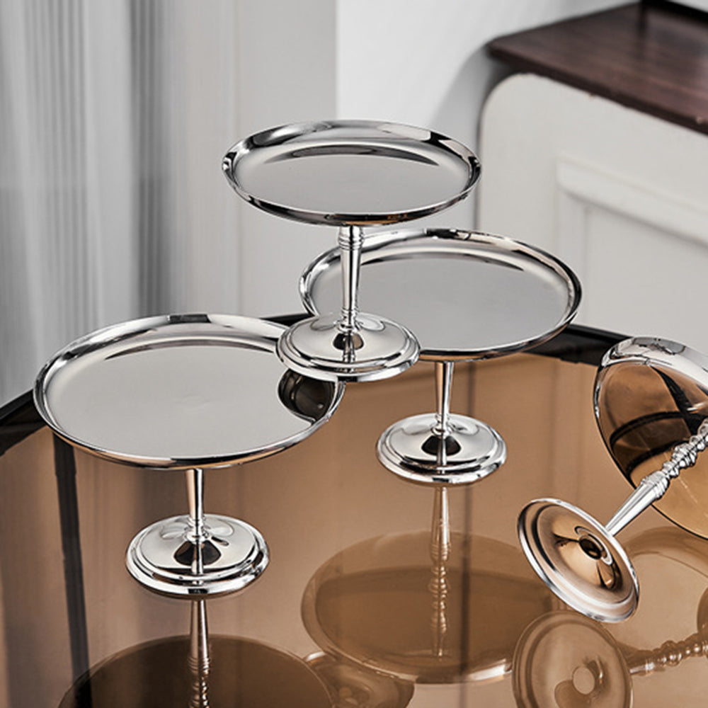 New Design Korean Style Frost Party Decor Dessert Stand Cupcake Display Tray Set Cute Bear Stainless Steel Luxury Silver Plates