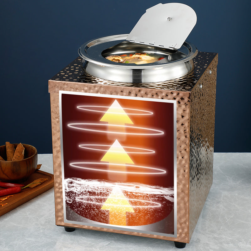 Yurtrain Buffet 10L Stainless Steel Temperature Adjustment Soup Kettle Electric Soup Warmer for Restaurants Cafes Hotels Buffets