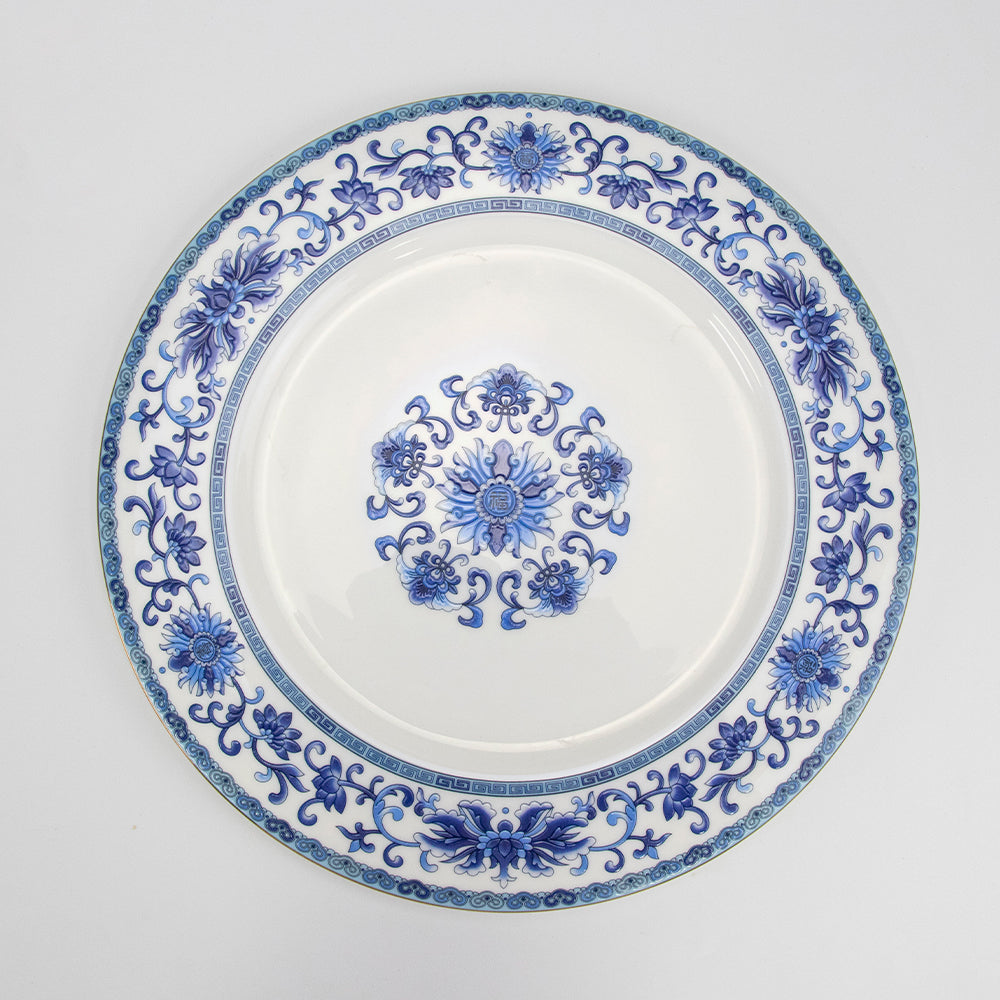 Yurtrain Fine Dining Porcelain Dinnerware Set Chinese Floral Ceramic Plates Blue White Color Sustainable Features