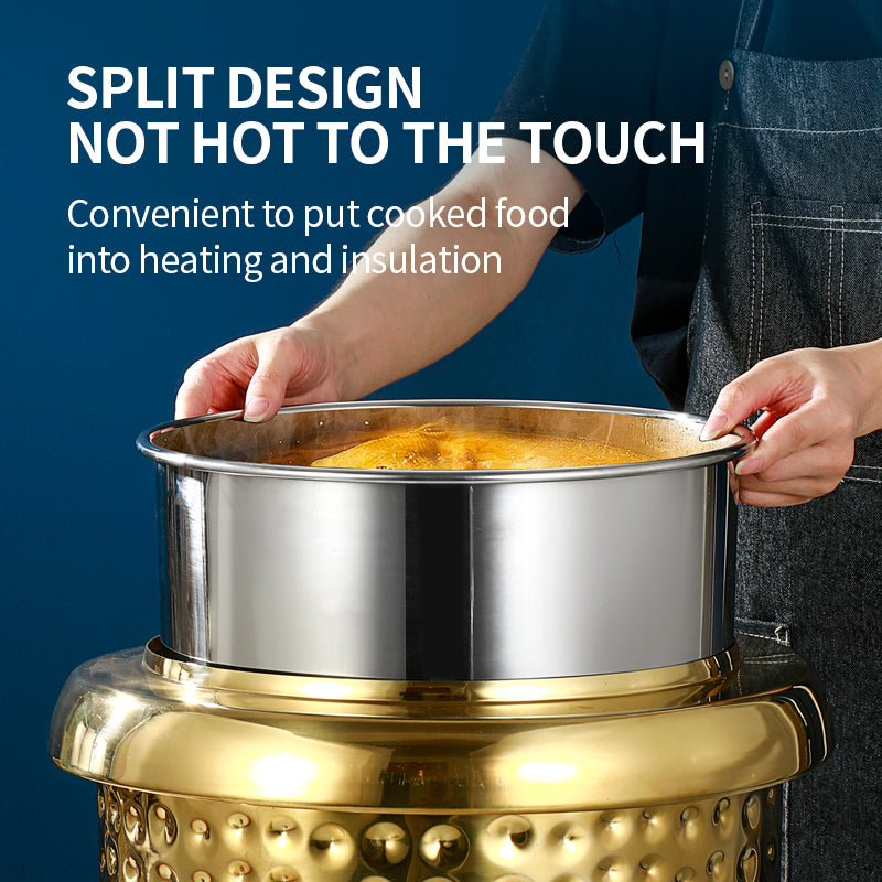 Yurtrain Luxury Hammer Pattern Electric Heating Soup Pot Commercial Catering Equipment Stainless Steel Restaurants Use