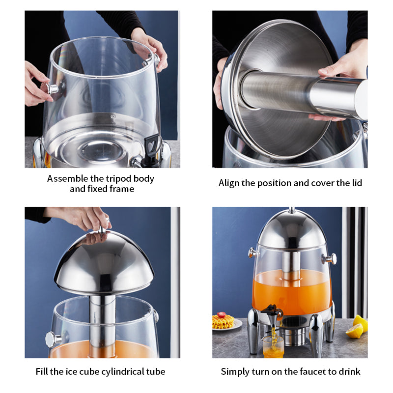 Yurtrain Wholesale 12L Cold and Heat Beverages Juice Coffee Dispenser Hotel Buffet Equipment Stainless Steel Drink Dispensers