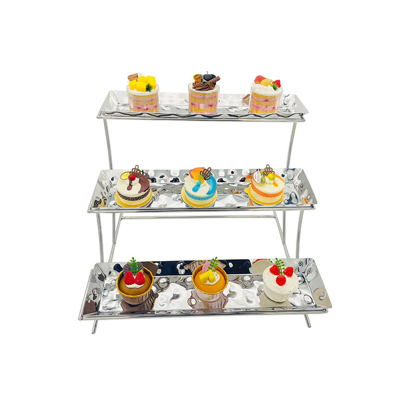 Buffet Gold Stainless Steel Modern Handmade Wedding Cake Stand Double Layer Reusable Multipurpose Storage Rack Dessert Cakes