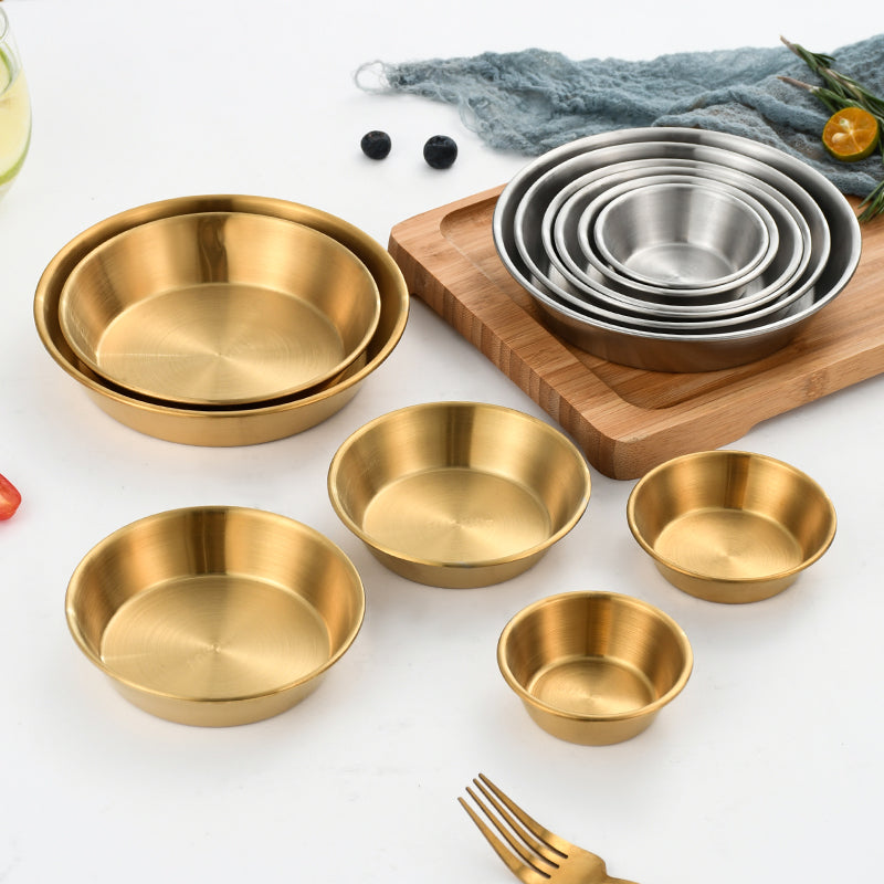 Yurtrain Mini Individual Stainless Steel Sauce Bowls Silver Gold Metal Dipping Cups for Sushi and Korean Condiments