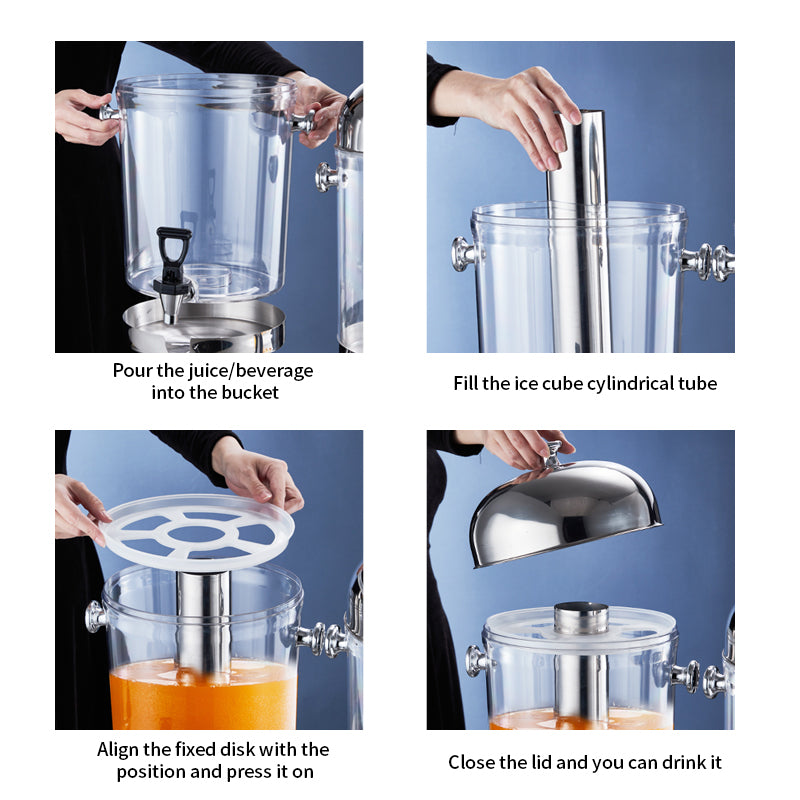 Yurtrain Hotel Catering Banquet Party Stainless Steel 8L Self-service Cold Drink Machine Water Beverage Juice Dispensers