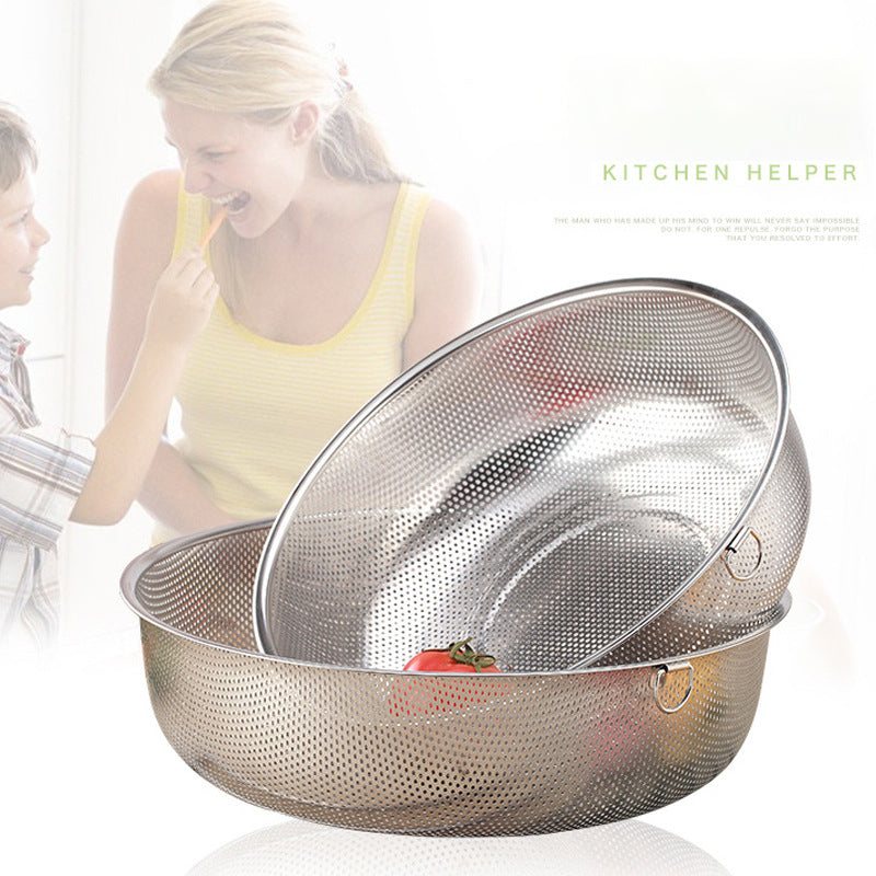 Yurtrain Stainless Steel Colander Bowl Metal Colander Strainer Basket Handle for Convenient Food Drainage for Washing Rice