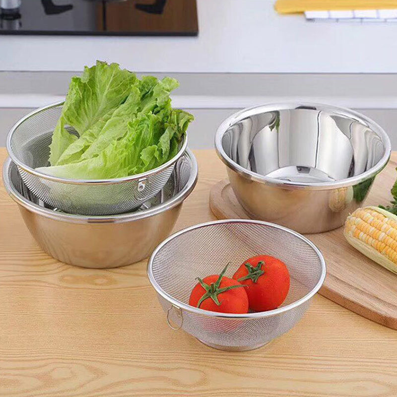 Yurtrain Stainless Steel Round Basket Drainer Fine Mesh Strainer for Rice Washing Metal Colander & Strainer Basket