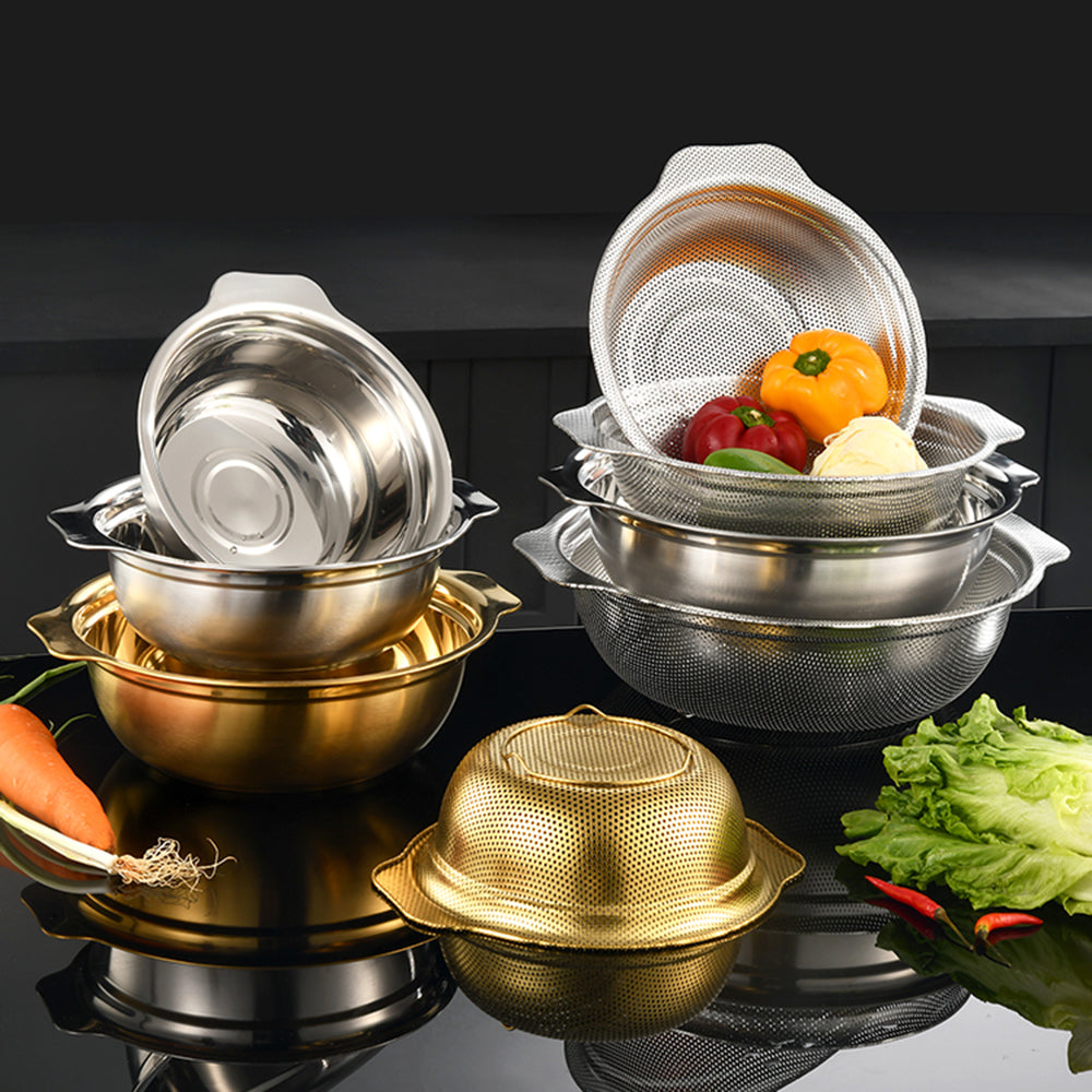Yurtrain Stainless Steel Kitchen Supplies Hotel & Restaurant Tableware Sets Fruit Vegetable Colanders Bowl Strainers