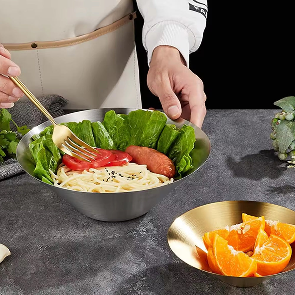 Yurtrain Factory Wholesale Korean Style 304 Stainless Steel Mixing Bowls Disposable Restaurant Serving Pasta Salad No reviews yet