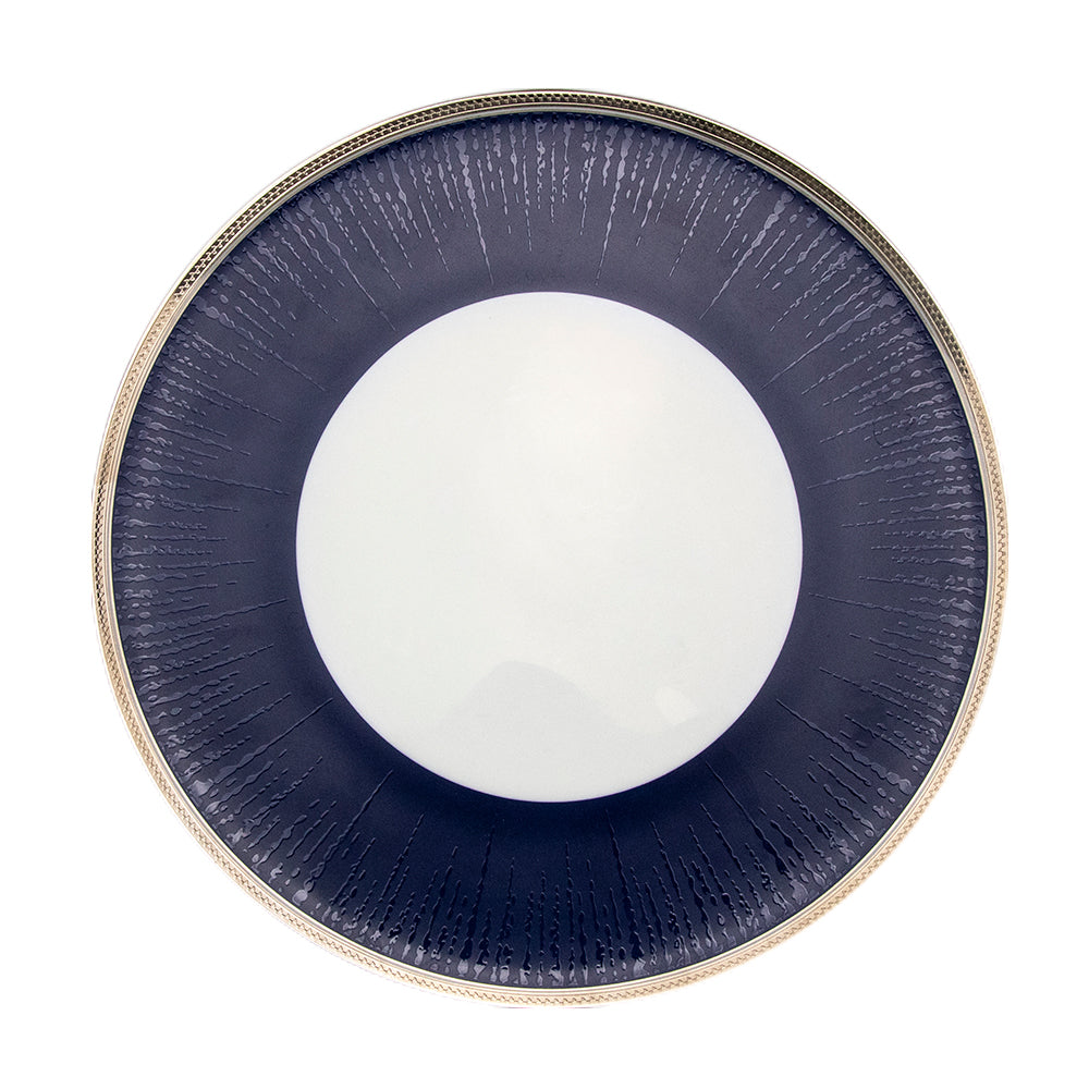 Yurtrain High-End Durable Ceramic Western Food Plate Set Blue Gold Edged Steak Plate for Hotel Restaurant Table Arrangement