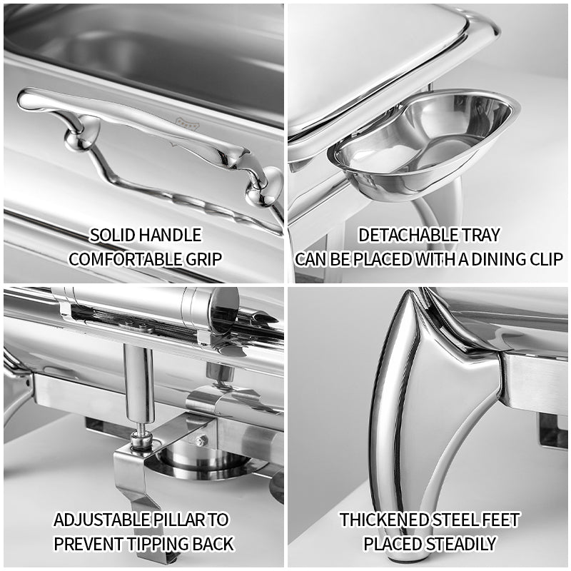 Yurtrain Commercial Stainless Steel Rectangular Buffet Food Warmer Hotel Chafing Dish Warming & Holding Equipment