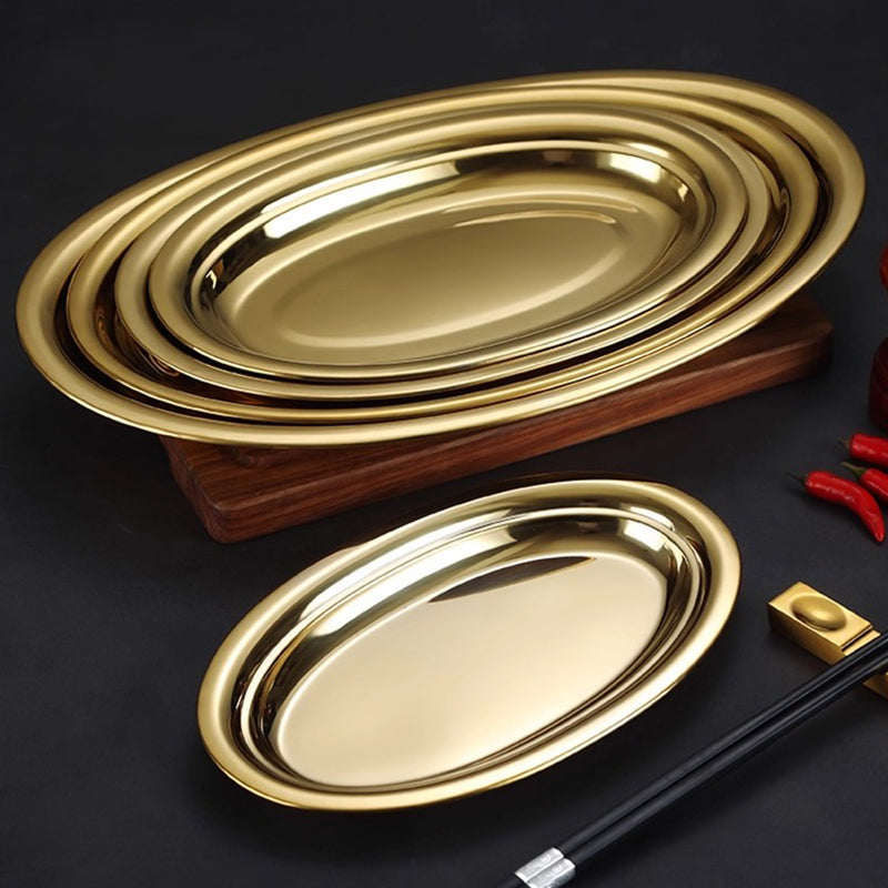 Yurtrain High Quality Stainless Steel Double Wall Dinner Fish Food Tray Multifunction Compartment Plate Dish for Hotel Wholesale