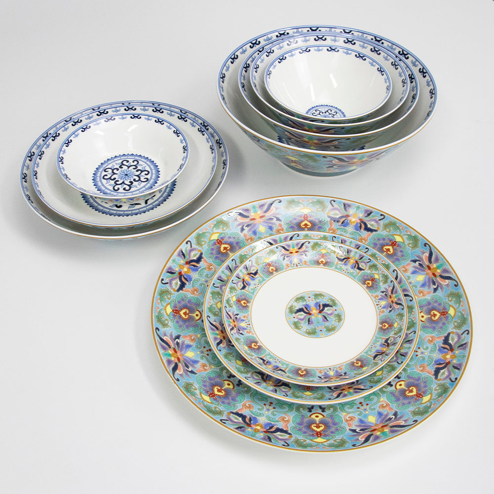 Yurtrain New Bone China Floral Design Dinnerware Set Durable Porcelain Dining Plates Dish and Bowl Set