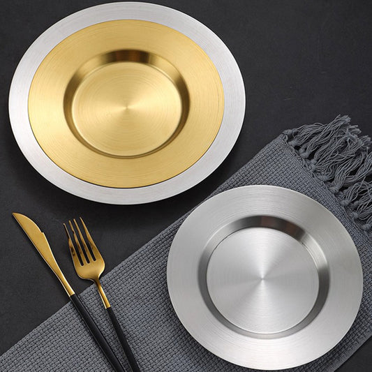 Yurtrain Modern Korean Style Stainless Steel Dinnerware Hotel & Restaurant Supplies for Serving Dishes & Plates for Barbecue