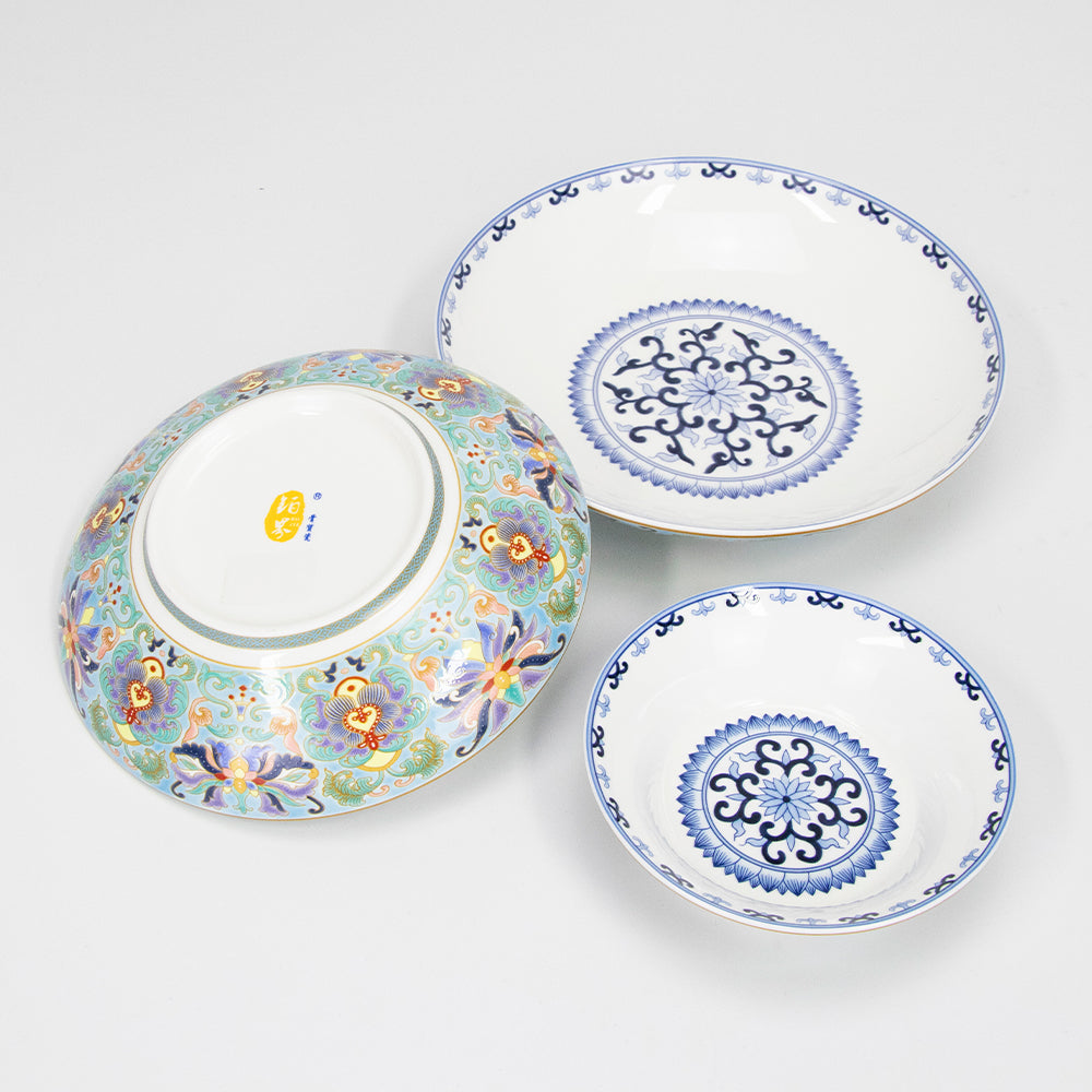 Yurtrain New Bone China Floral Design Dinnerware Set Durable Porcelain Dining Plates Dish and Bowl Set