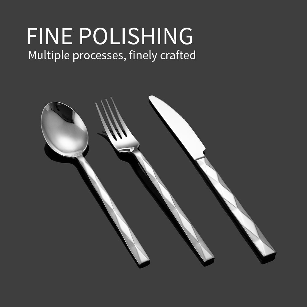 Yurtrain Premium Stainless Steel Luxury Spoon Fork and Knife Set Dishwasher Safe Mirror Polish Flatware for Hotel Restaurant Use