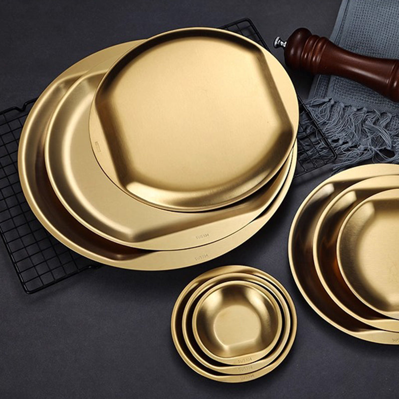 Yurtrain Factory Wholesale Stainless Steel Korean BBQ Plate Household Steak Western BBQ Disc Dishes & Plate