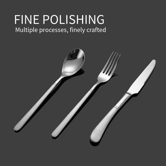 Yurtrain Best Selling Sustainable Dishwasher Safe Mirror Polish Long Silver Luxury Gold Hammered Cutlery Flatware Set Spoons