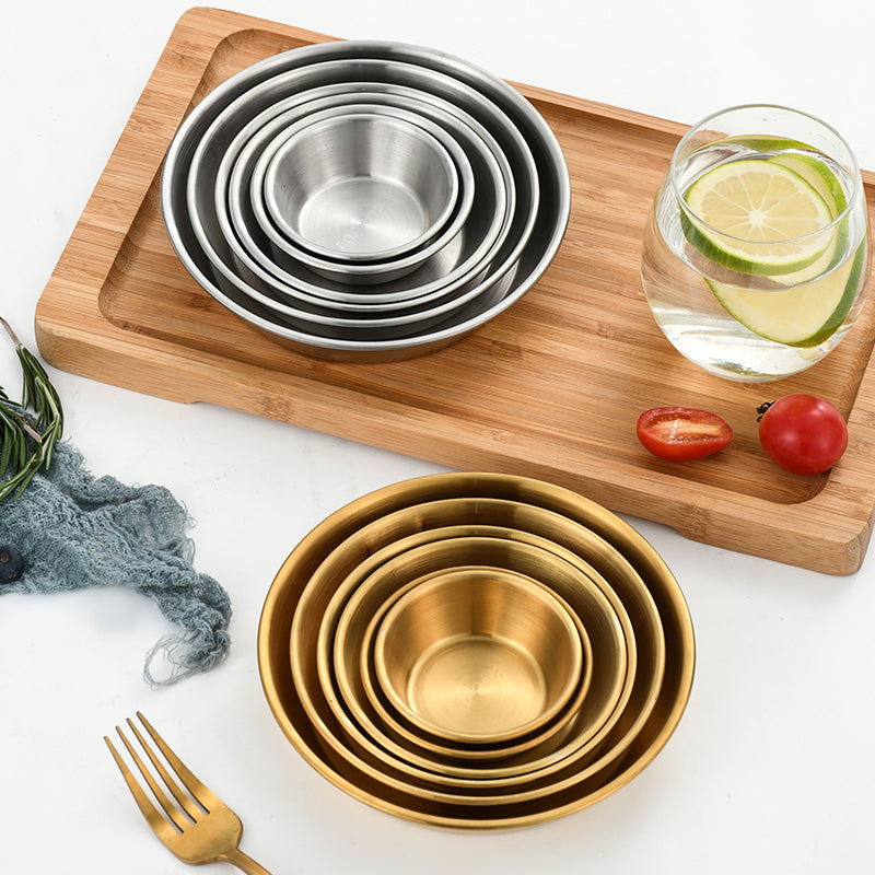 Yurtrain Mini Individual Stainless Steel Sauce Bowls Silver Gold Metal Dipping Cups for Sushi and Korean Condiments