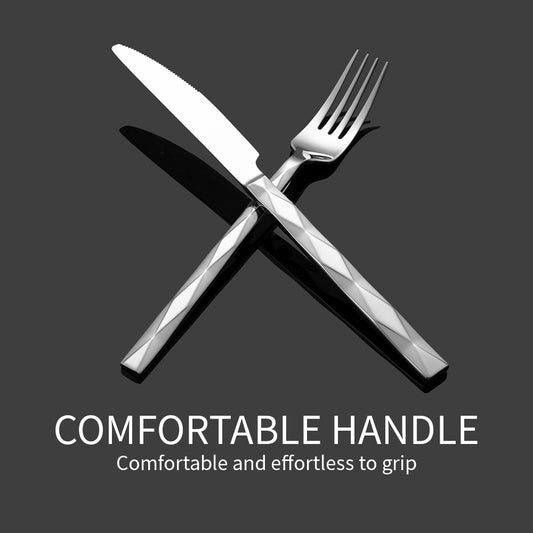 Yurtrain Premium Stainless Steel Luxury Spoon Fork and Knife Set Dishwasher Safe Mirror Polish Flatware for Hotel Restaurant Use