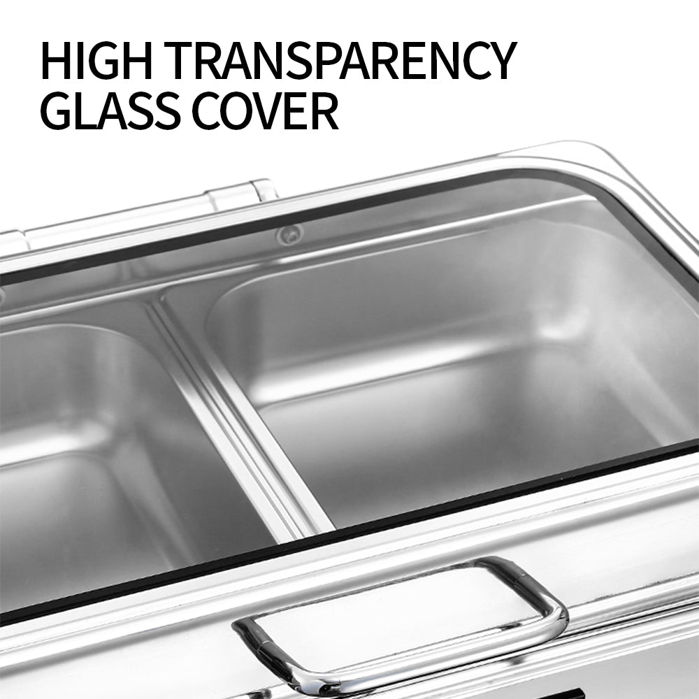 Yurtrain Stainless Steel Rectangular Self-Serve Food Warmer Chaffing Dishes for Catering Banquets & Parties