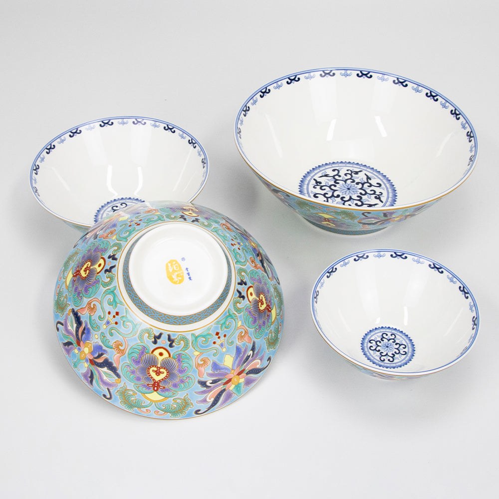 Yurtrain New Bone China Floral Design Dinnerware Set Durable Porcelain Dining Plates Dish and Bowl Set