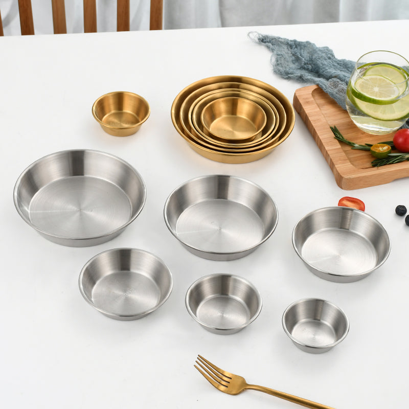 Yurtrain Mini Individual Stainless Steel Sauce Bowls Silver Gold Metal Dipping Cups for Sushi and Korean Condiments