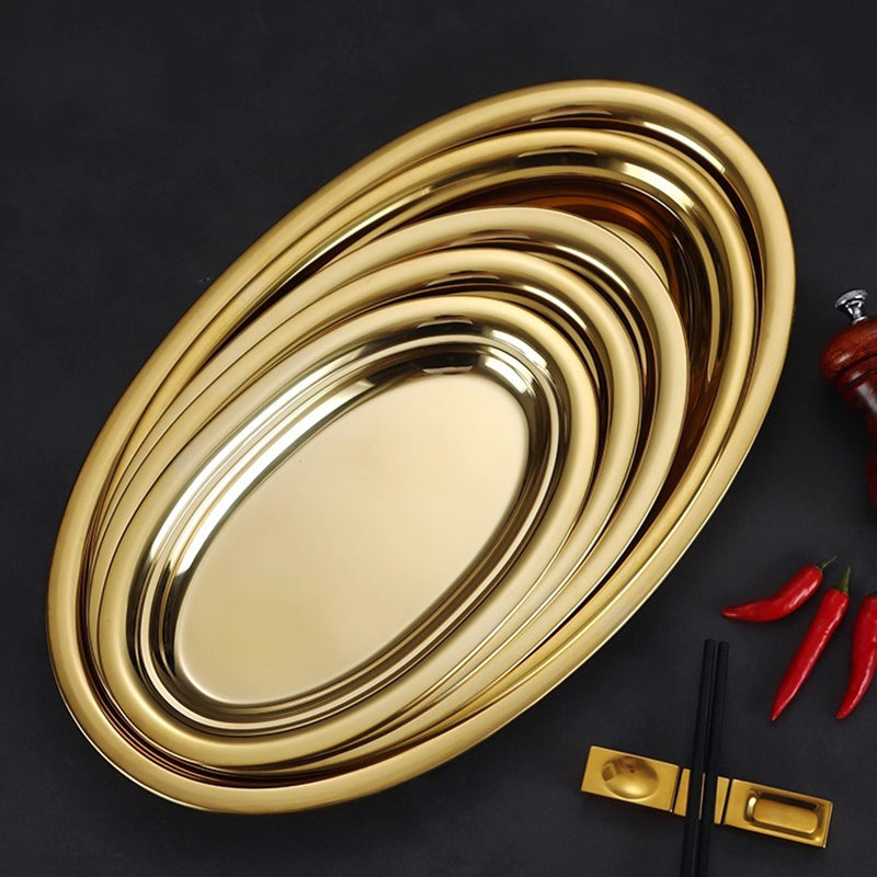 Yurtrain High Quality Stainless Steel Double Wall Dinner Fish Food Tray Multifunction Compartment Plate Dish for Hotel Wholesale