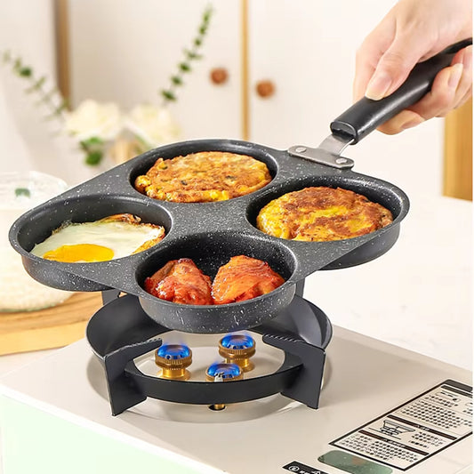 Yurtrain Aluminum Multi Hole Egg Frying Pan Pancake Pot Thickened Omelet Steak Cooking Egg Ham Dual Purpose Cookware Pan