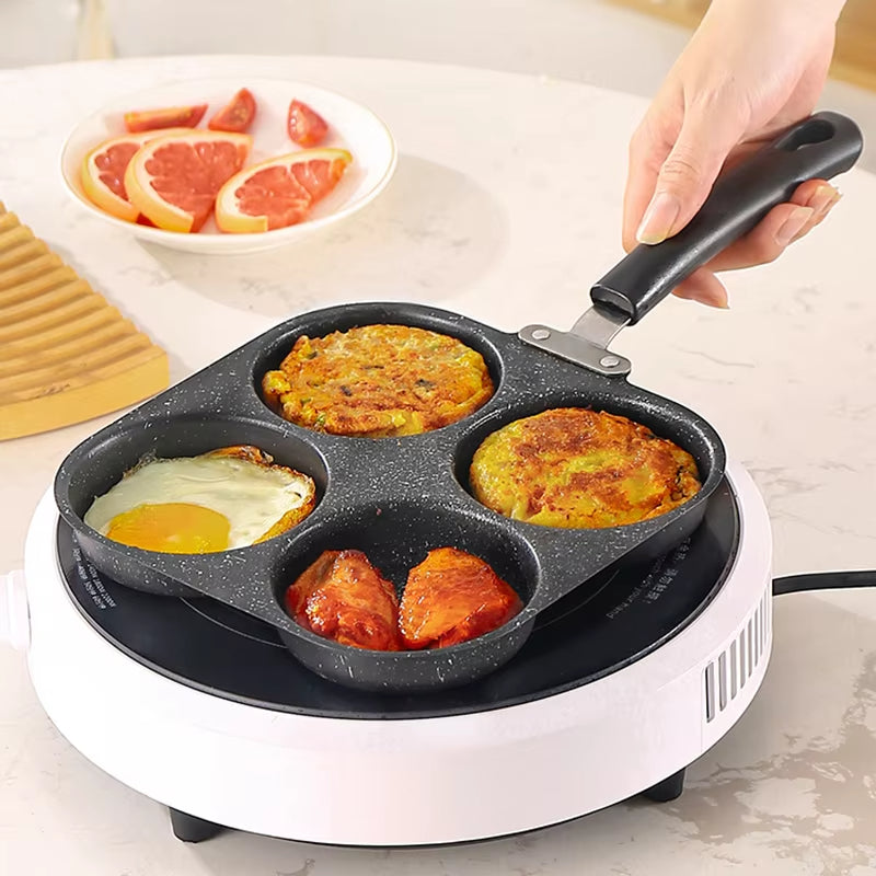 Yurtrain Aluminum Multi Hole Egg Frying Pan Pancake Pot Thickened Omelet Steak Cooking Egg Ham Dual Purpose Cookware Pan
