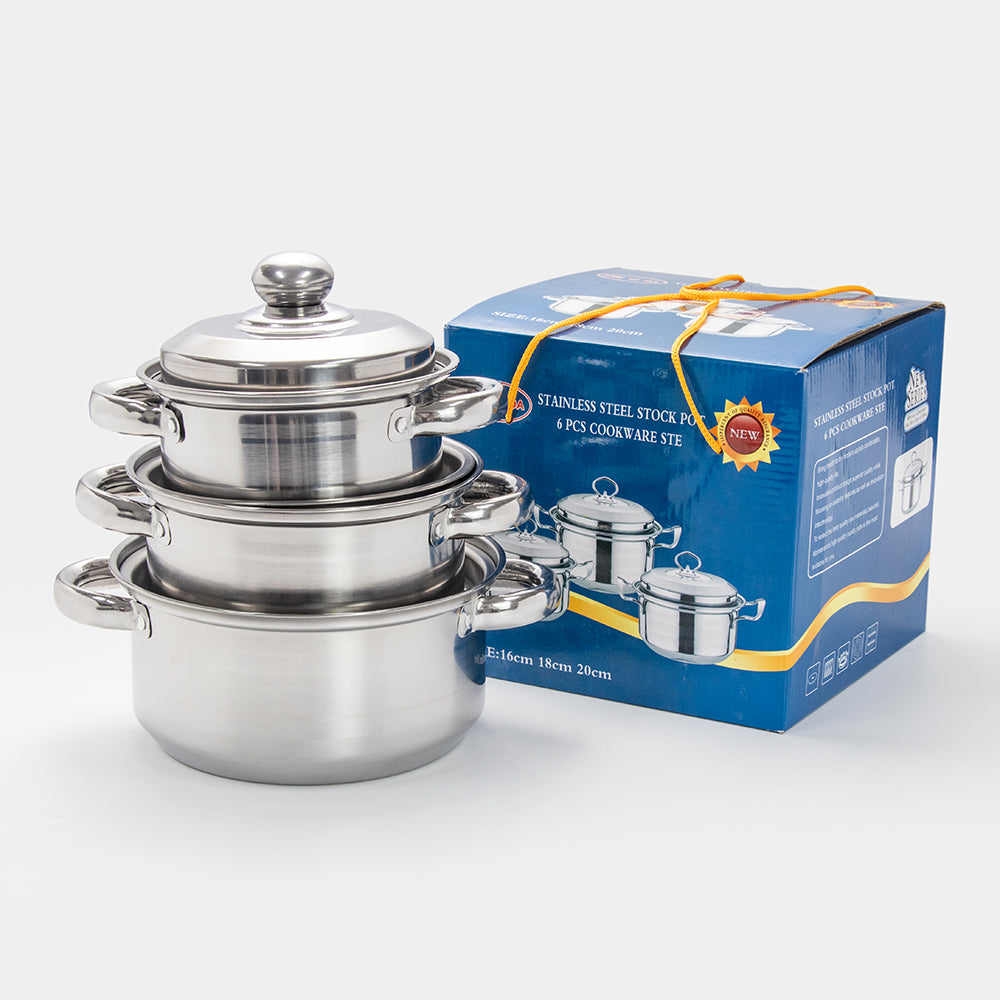 Yurtrain Multifunction Large Capacity Kitchen Cookware Pot 3 Pieces Stainless Steel Ollas Soup Pot Set Cookware Set