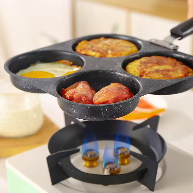 Yurtrain Aluminum Multi Hole Egg Frying Pan Pancake Pot Thickened Omelet Steak Cooking Egg Ham Dual Purpose Cookware Pan