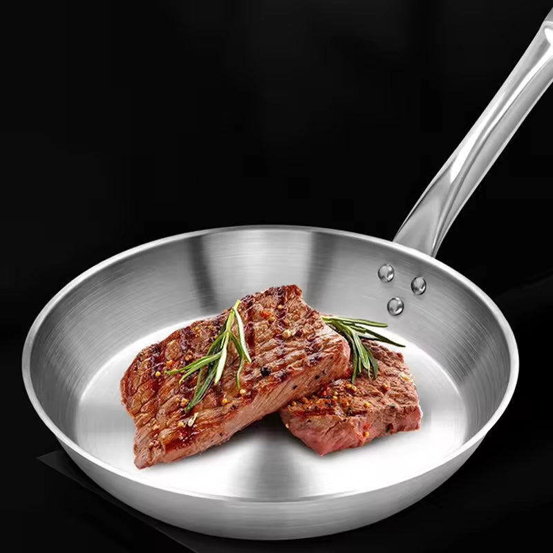 Yurtrain Luxury PFAS Free Ceramic Stainless Steel Frying Pan Double Etching Skillet Nonstick Cooking Pans