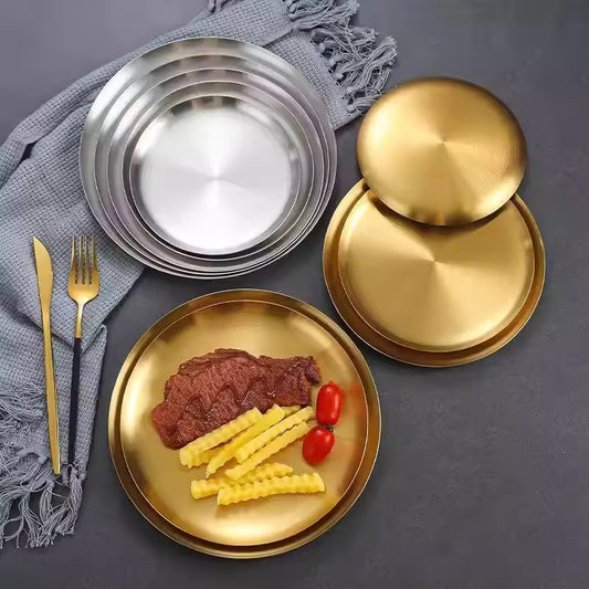 Yurtrain Hot Sale Modern Stainless Steel Oval Tray Gold Thickened Fish Plate Originally Manufactured for Dessert Dishes & Plates