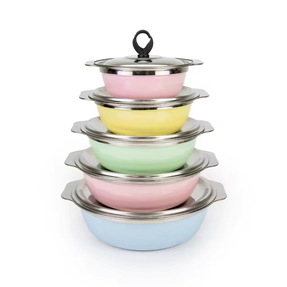 Yurtrain Colorful Quality Stainless Steel Mixing Bowl Metal Basin Heavy Duty Metal Salad Bowl for Serving, Mixing Cooking