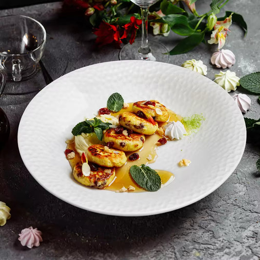 Yurtrain Bubble Western Food Plate Advanced Sense of Light Luxury Plate Restaurant Features Tableware Hotel Special Round Plate