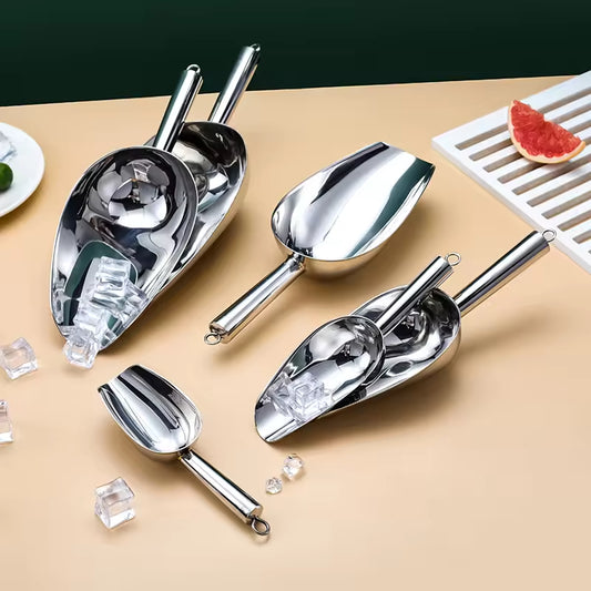 Yurtrain Bar Accessories Ice Cube Scoop Metal Ice Bucket Shovel Stainless Steel Perforated Scoop With Contoured Handle