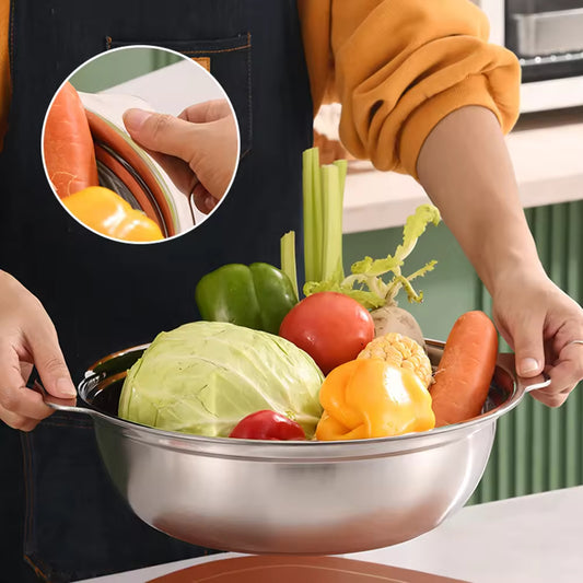 Yurtrain Stainless Steel Large Mixing Bowl Set Oversized All-Purpose Marinating Brining Kimchi Bowl Flat Base Polished Technique