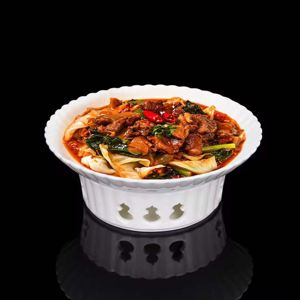 Yurtrain Nordic White Crockery Irregular Edge Stew Porcelain Deep Dinner Plate Noodle Rice Ceramic Soup Pots for Hotel