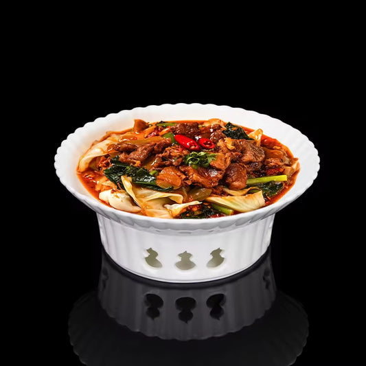 Yurtrain Nordic White Crockery Irregular Edge Stew Porcelain Deep Dinner Plate Noodle Rice Ceramic Soup Pots for Hotel