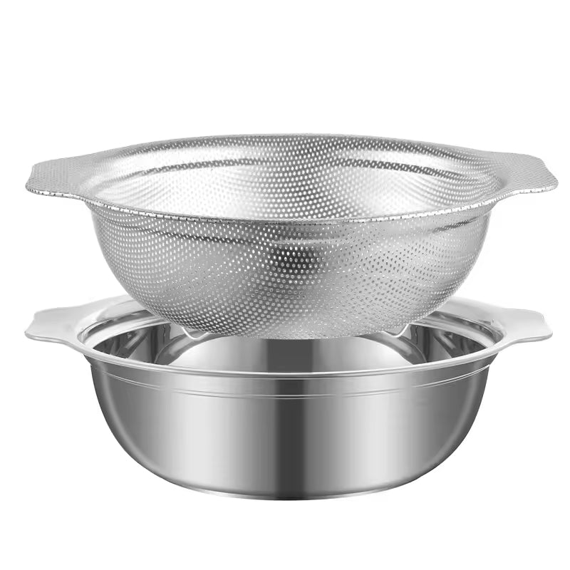Yurtrain Stainless Steel Kitchen Supplies Hotel & Restaurant Tableware Sets Fruit Vegetable Colanders Bowl Strainers