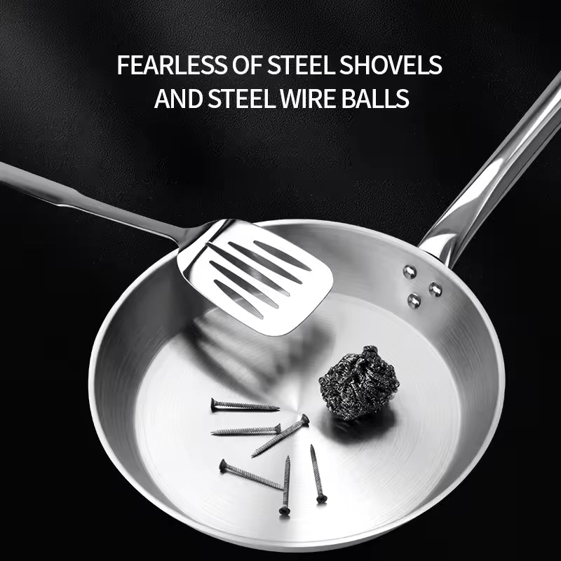 Yurtrain Luxury PFAS Free Ceramic Stainless Steel Frying Pan Double Etching Skillet Nonstick Cooking Pans