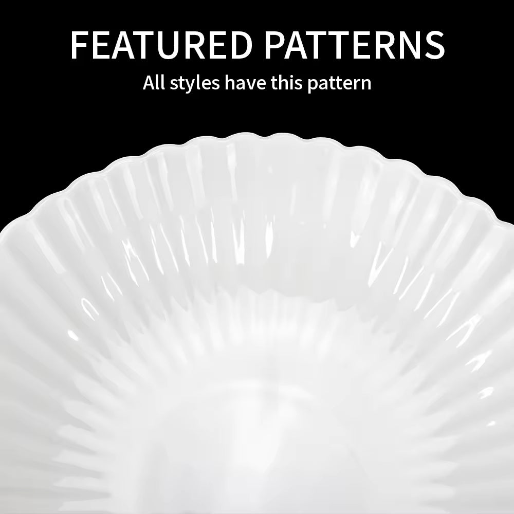 Yurtrain Nordic White Crockery Irregular Edge Stew Porcelain Deep Dinner Plate Noodle Rice Ceramic Soup Pots for Hotel