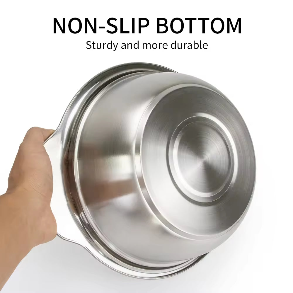 Yurtrain Stainless Steel Salad Household Use Baking Eggs Vegetable Mixing Kitchen Vegetable Washing Bowl Durable Metal