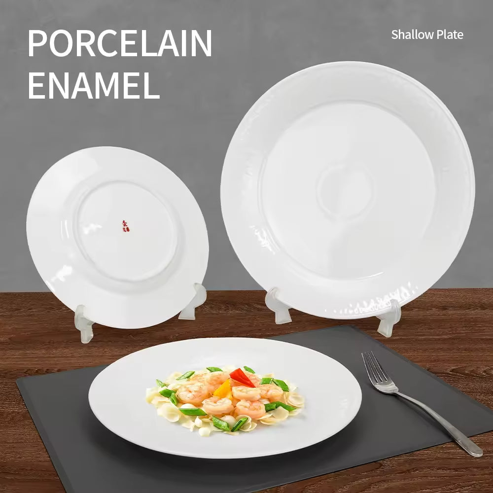 Yurtrain Bone China White Oval Ceramic Plate Heat Resistant Steak Dish Pasta Appetizer Banquet Dinner Serving Fish Dish