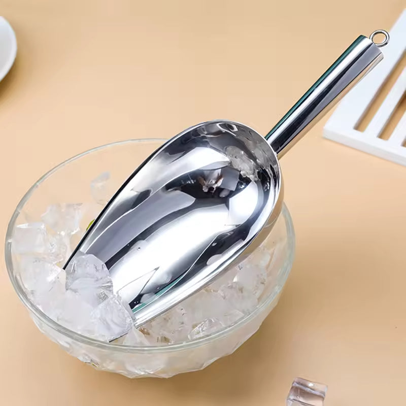 Yurtrain Bar Accessories Ice Cube Scoop Metal Ice Bucket Shovel Stainless Steel Perforated Scoop With Contoured Handle