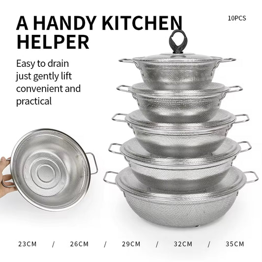 Yurtrain Stainless Steel Sink Strainer Basket Colander Drain Strainer With Double Handle for Washing Rice Vegetables and Fruit