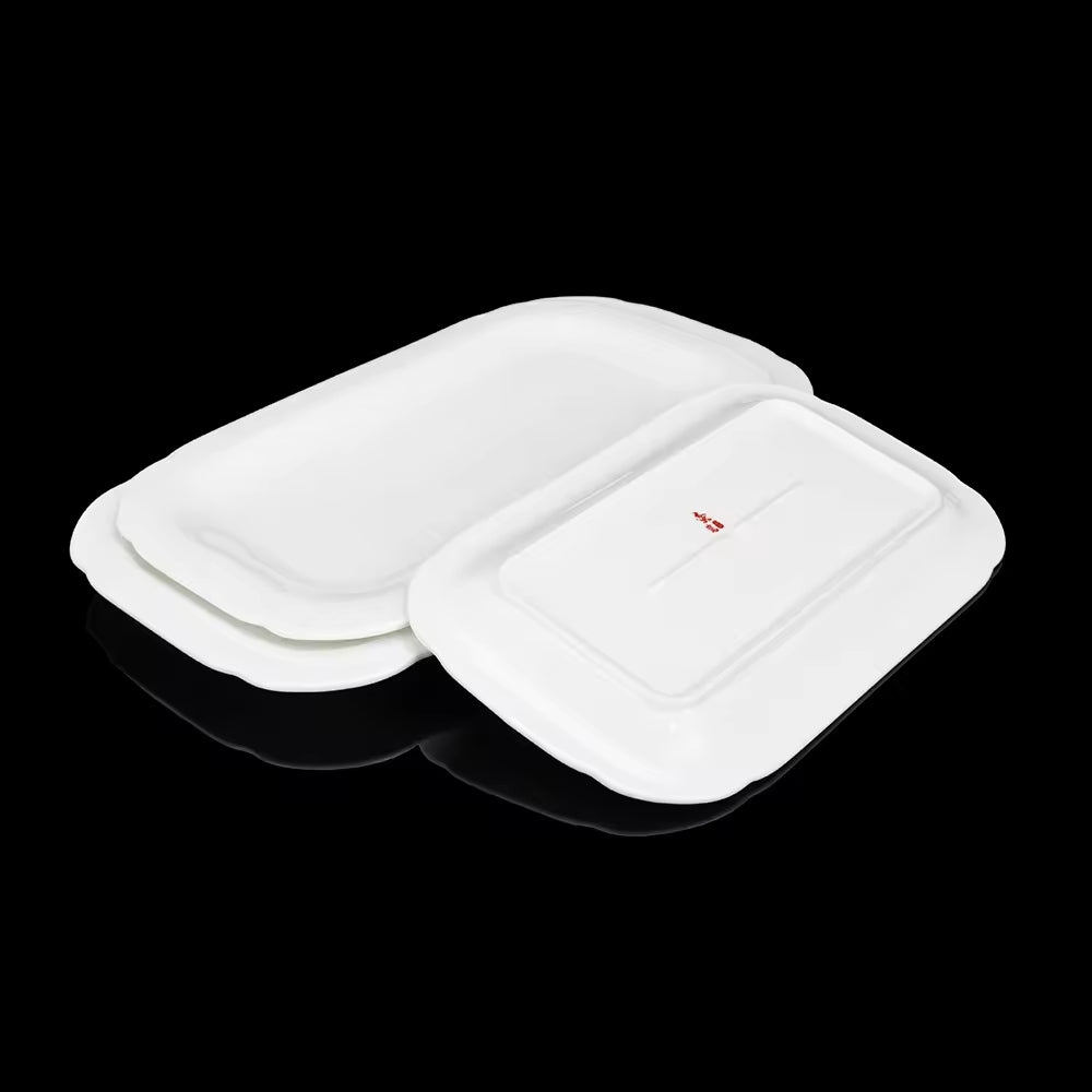 Yurtrain Charger Wedding Luxury Irregular Bone China Fine Porcelain White Serving Salad Dinner Plate & Dishes Set for Catering