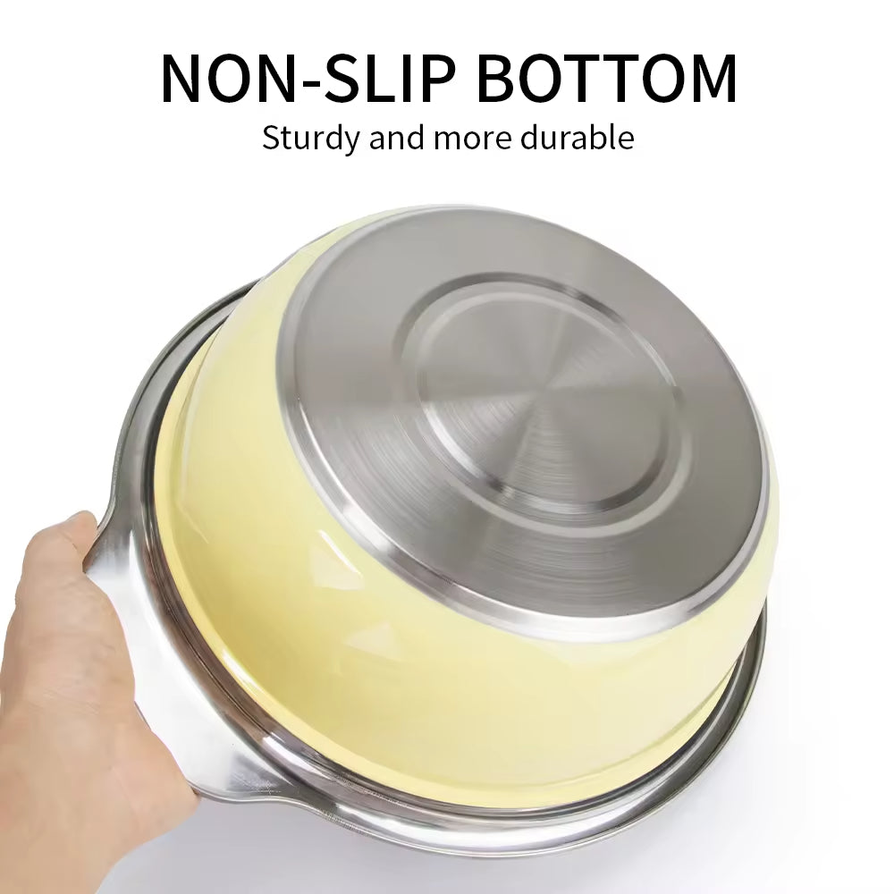 Yurtrain Colorful Quality Stainless Steel Mixing Bowl Metal Basin Heavy Duty Metal Salad Bowl for Serving, Mixing Cooking
