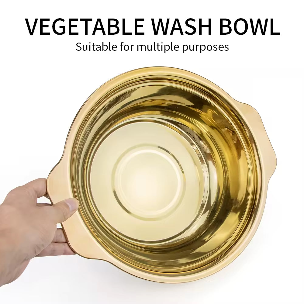 Yurtrain Stainless Steel Gold Thickened Seasoning Basin Set Wholesale Food Storage Mixing Kitchen Multi-Purpose Basin