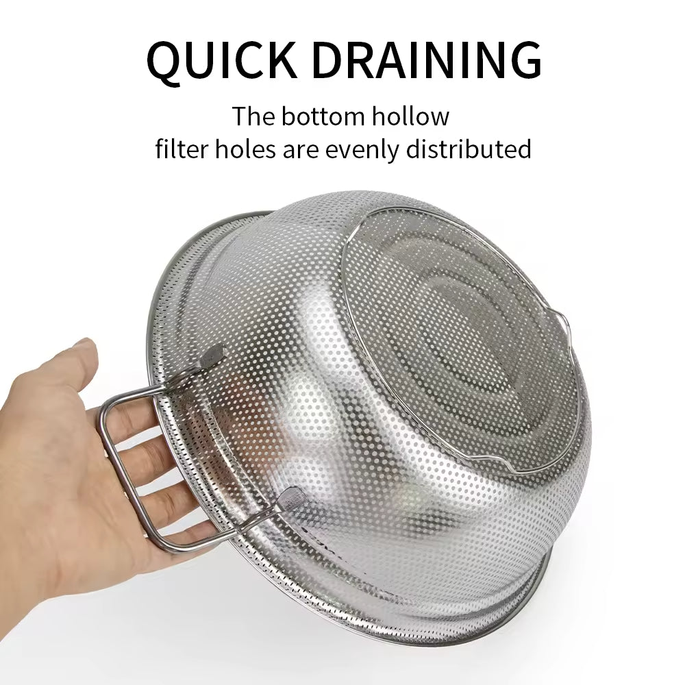 Yurtrain Stainless Steel Sink Strainer Basket Colander Drain Strainer With Double Handle for Washing Rice Vegetables and Fruit